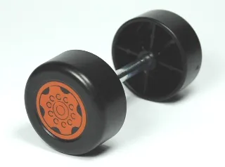 Duplo Wheel Double Assembly with Metal Axle and Dark Orange Sport Pattern