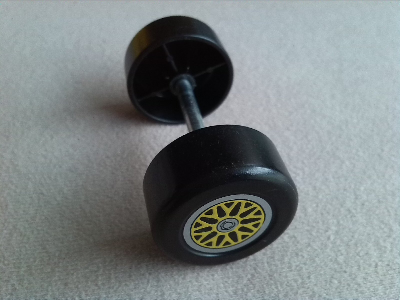 Duplo Wheel Double Assembly with Metal Axle and Yellow 'Y' Spoke Pattern