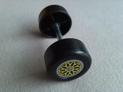 Duplo Wheel Double Assembly with Metal Axle and Yellow 'Y' Spoke Pattern