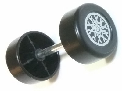 Duplo Wheel Double Assembly with Metal Axle and Silver 'X' Spoke Pattern