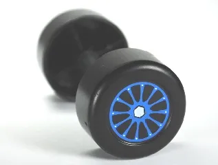Duplo Wheel Double Assembly with Metal Axle and Blue Spokes Pattern
