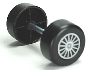 Duplo Wheel Double Assembly with Metal Axle and Silver Spokes Pattern