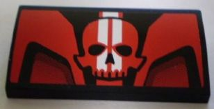 Slope, Curved 2 x 4 x 2/3 with Bottom Tubes with Backyard Blasters Red Skull Logo Pattern (Sticker) - Set 8898