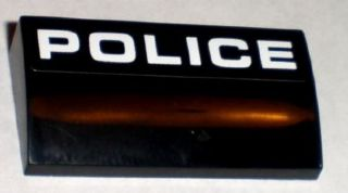 Slope, Curved 2 x 4 x 2/3 with Bottom Tubes with White 'POLICE' Pattern (Sticker) - Set 8211