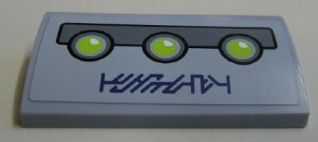 Slope, Curved 2 x 4 x 2/3 with Bottom Tubes with 3 Green Lights and Alien Characters Pattern (Sticker) - Set 7065
