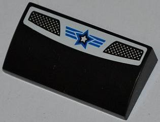 Slope, Curved 2 x 4 x 2/3 with Bottom Tubes with Double Vent Grille, Blue Lines and White Star with Blue Outline Pattern (Sticker) - Set 8301