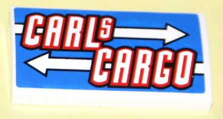 Slope, Curved 2 x 4 x 2/3 with Bottom Tubes with 'CARLS CARGO' and White Arrows Pattern (Sticker) - Set 8198