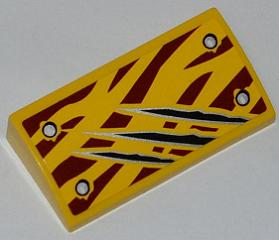 Slope, Curved 2 x 4 x 2/3 with Bottom Tubes with 4 Rivets and Claw Scratch Marks on Dark Red Tiger Stripes Pattern (Sticker) - Set 5887