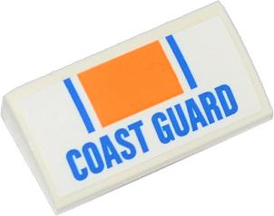 Slope, Curved 2 x 4 x 2/3 with Bottom Tubes with Orange Rectangle, Blue Lines and 'COAST GUARD' Pattern (Sticker) - Set 60012