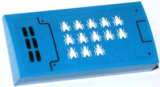 Slope, Curved 2 x 4 x 2/3 with Bottom Tubes with Vents and 13 White Flies Pattern Model Left Side (Sticker) - Set 70709