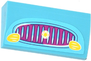 Slope, Curved 2 x 4 x 2/3 with Bottom Tubes with Magenta Car Grille, Yellow Lights and Star Pattern (Sticker) - Set 41034