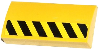 Slope, Curved 2 x 4 x 2/3 with Bottom Tubes with Black and Yellow Danger Stripes Half Height Pattern Model Left Side (Sticker) - Set 70814