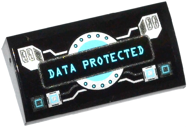 Slope, Curved 2 x 4 x 2/3 with Bottom Tubes with Computer Components and 'DATA PROTECTED' Pattern (Sticker) - Set 70161