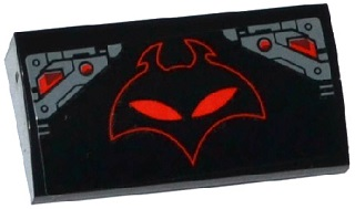 Slope, Curved 2 x 4 x 2/3 with Bottom Tubes with Red Manta Head and Armor Plates Pattern (Sticker) - Set 76027