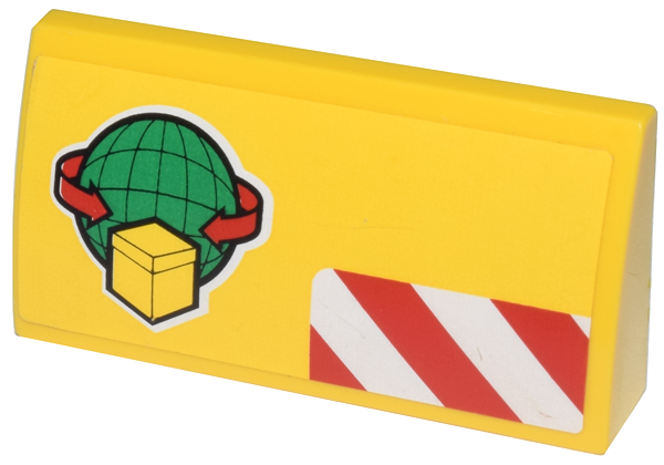 Slope, Curved 2 x 4 x 2/3 with Bottom Tubes with Cargo Logo and Red and White Danger Stripes Pattern (Sticker) - Set 60022