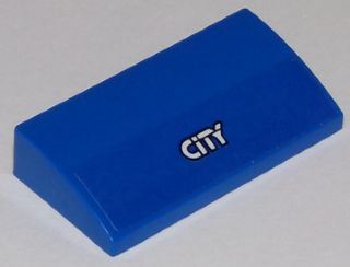 Slope, Curved 2 x 4 x 2/3 with Bottom Tubes with Black and White 'CiTY' on Blue Background Pattern (Sticker) - Set 60117