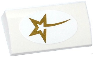 Slope, Curved 2 x 4 x 2/3 with Bottom Tubes with Gold Shooting Star Pattern (Sticker) - Set 41107
