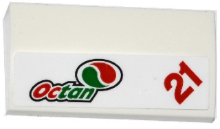 Slope, Curved 2 x 4 x 2/3 with Bottom Tubes with Octan Logo and Red Number '21' Pattern (Sticker) - Set 60115