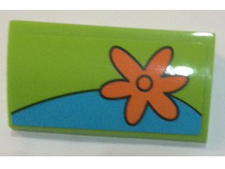 Slope, Curved 2 x 4 x 2/3 with Bottom Tubes with Orange Flower Pattern Model Right Side (Sticker) - Set 75902