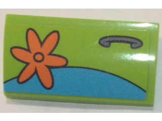 Slope, Curved 2 x 4 x 2/3 with Bottom Tubes with Orange Flower and Door Handle Pattern Model Left Side (Sticker) - Set 75902