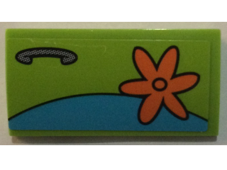Slope, Curved 2 x 4 x 2/3 with Bottom Tubes with Orange Flower and Door Handle Pattern Model Right Side (Sticker) - Set 75902