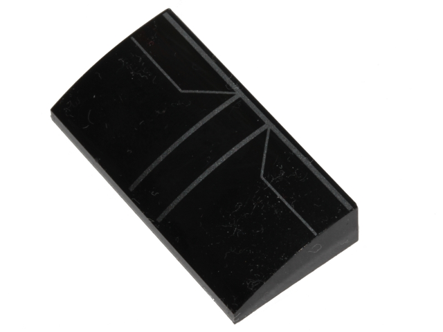 Slope, Curved 2 x 4 x 2/3 with Bottom Tubes with Dark Silver Lines Pattern (BrickHeadz Darth Vader Forehead)