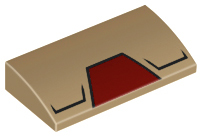 Slope, Curved 2 x 4 x 2/3 with Bottom Tubes with Black Angled Lines and Dark Red Trapezoid Pattern (BrickHeadz Iron Man MK50 Forehead)