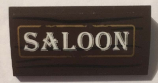 Slope, Curved 2 x 4 x 2/3 with Bottom Tubes with White 'SALOON' Pattern (Sticker) - Set 70812