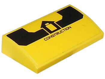 Slope, Curved 2 x 4 x 2/3 with Bottom Tubes with 'CONSTRUCTION' and Building Logo Pattern (Sticker) - Set 60219