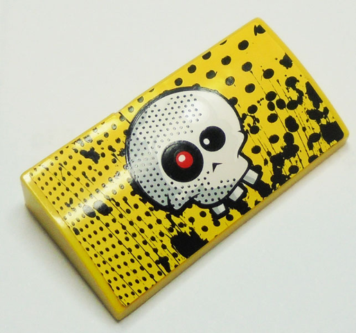 Slope, Curved 2 x 4 x 2/3 with Bottom Tubes with Skull Pattern (Sticker) - Set 9093