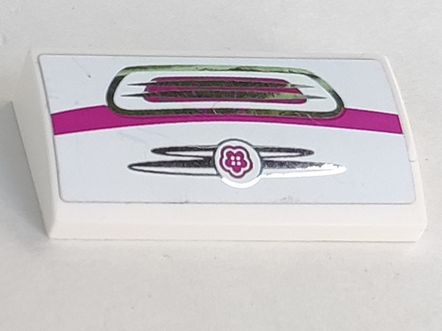 Slope, Curved 2 x 4 x 2/3 with Bottom Tubes with Silver Grille and Magenta Stripe Pattern (Sticker) - Set 41058
