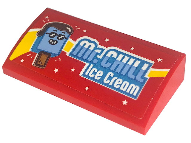 Slope, Curved 2 x 4 x 2/3 with Bottom Tubes with 'Mr.CHILL Ice Cream' Pattern (Sticker) - Set 60253