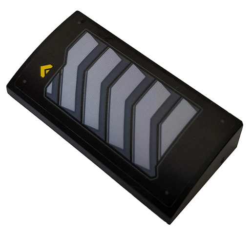 Slope, Curved 2 x 4 x 2/3 with Bottom Tubes with Vents and Yellow Arrow Pattern Model Left Side (Sticker) - Set 76160