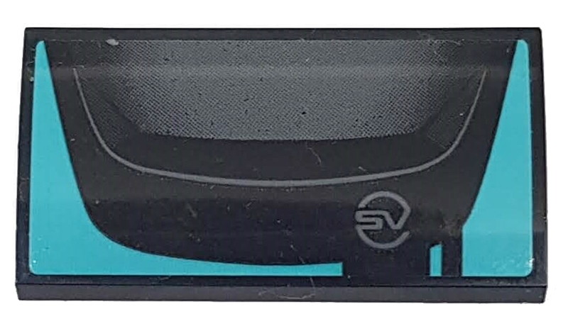 Slope, Curved 2 x 4 x 2/3 with Bottom Tubes with Dark Bluish Gray 'SV' and Black Hood Pattern (Sticker) - Set 76898