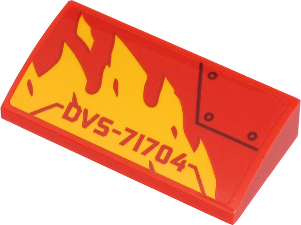 Slope, Curved 2 x 4 x 2/3 with Bottom Tubes with 'DVS-71704', Yellow Flames and Black Line and Circles Pattern Model Right Side (Sticker) - Set 71704