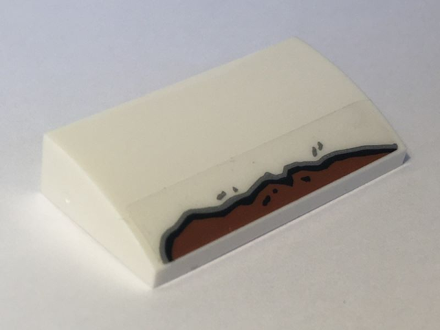 Slope, Curved 2 x 4 x 2/3 with Bottom Tubes with Rust Pattern (Sticker) - Set 10274