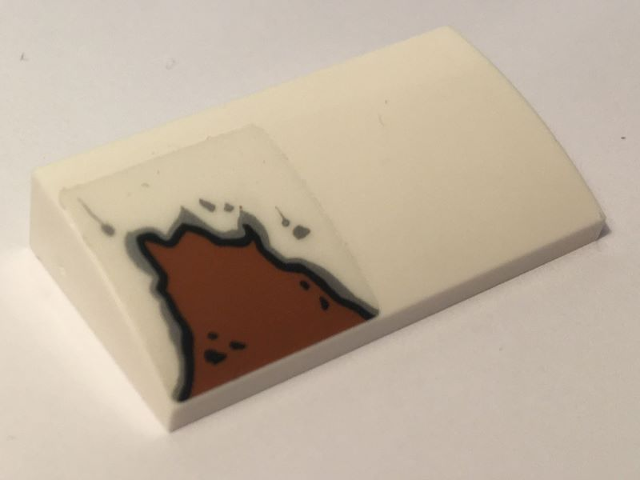 Slope, Curved 2 x 4 x 2/3 with Bottom Tubes with Rust on Left Pattern (Sticker) - Set 10274