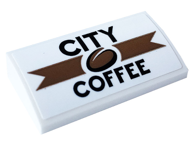 Slope, Curved 2 x 4 x 2/3 with Bottom Tubes with 'CITY COFFEE' and Bean Pattern (Sticker) - Set 60233