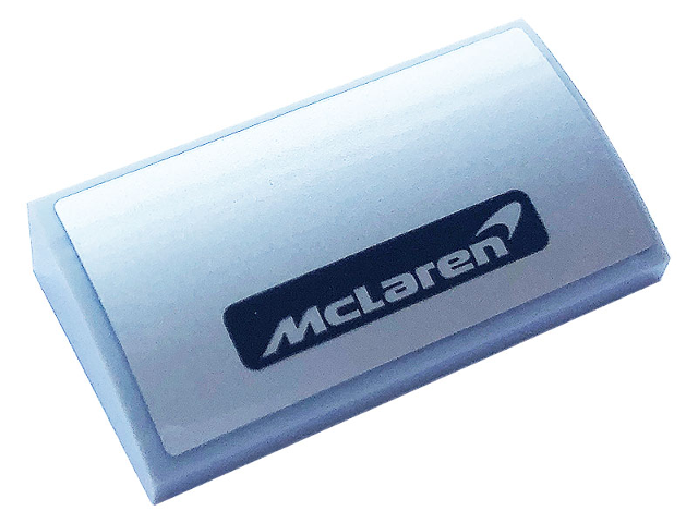 Slope, Curved 2 x 4 x 2/3 with Bottom Tubes with Silver Logo 'McLaren' on Silver Background Pattern (Sticker) - Set 42123