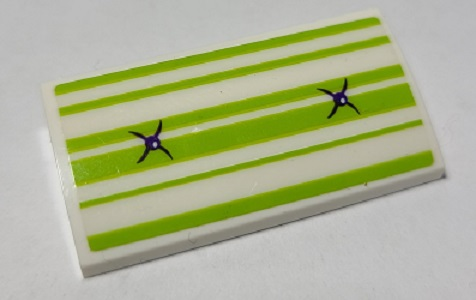 Slope, Curved 2 x 4 x 2/3 with Bottom Tubes with Lime Striped Cushion and Buttons Pattern (Sticker) - Set 41369