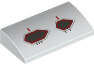 Slope, Curved 2 x 4 x 2/3 with Bottom Tubes with Dark Silver and Red Hexagonal Static Ports Pattern Model Right Side