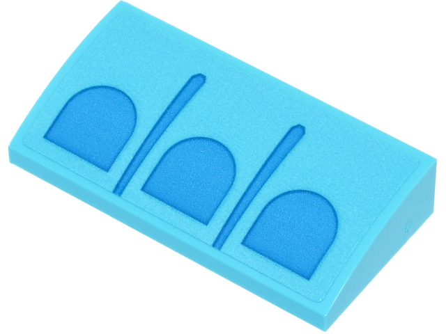 Slope, Curved 2 x 4 x 2/3 with Bottom Tubes with Dark Azure Half Ovals and Lines Pattern (Sticker) - Set 60338