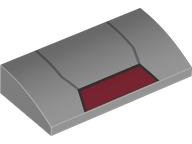 Slope, Curved 2 x 4 x 2/3 with Bottom Tubes with Dark Bluish Gray Lines and Dark Red Trapezoid with Black Outline Pattern (BrickHeadz Iron Man MK5 Helmet Visor Top)