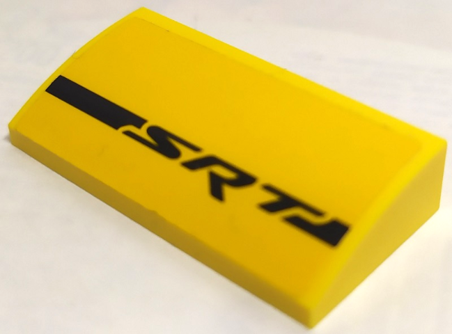 Slope, Curved 2 x 4 x 2/3 with Bottom Tubes with Black Stripe and 'SRT' Pattern Model Right Side (Sticker) - Set 75893