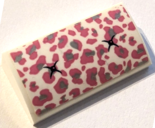 Slope, Curved 2 x 4 x 2/3 with Bottom Tubes with Seat Cushion with Dark Pink and Silver Leopard Spots and Black Buttons Pattern (Sticker) - Set 41427