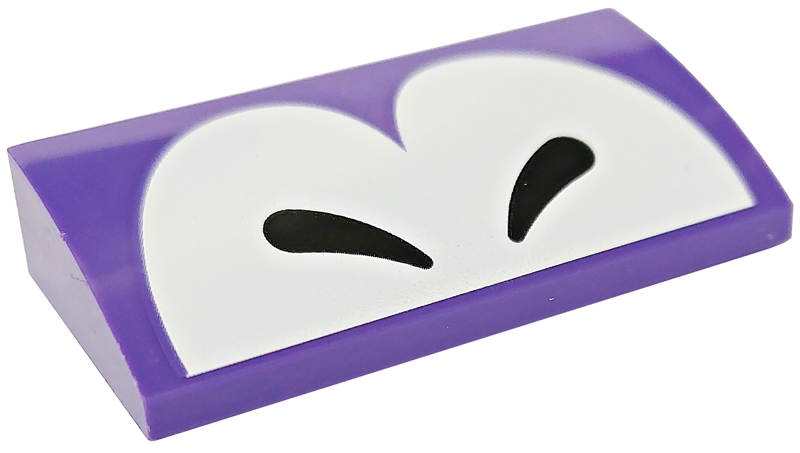 Slope, Curved 2 x 4 x 2/3 with Bottom Tubes with Black Closed Eyes on White Background Pattern (Super Mario Cheep Chomp)