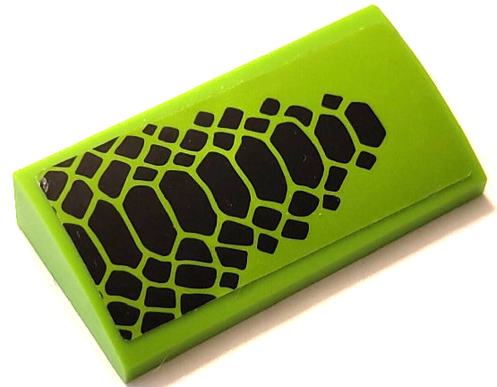 Slope, Curved 2 x 4 x 2/3 with Bottom Tubes with Black Scales Pattern Model Left Side (Sticker) - Set 60415