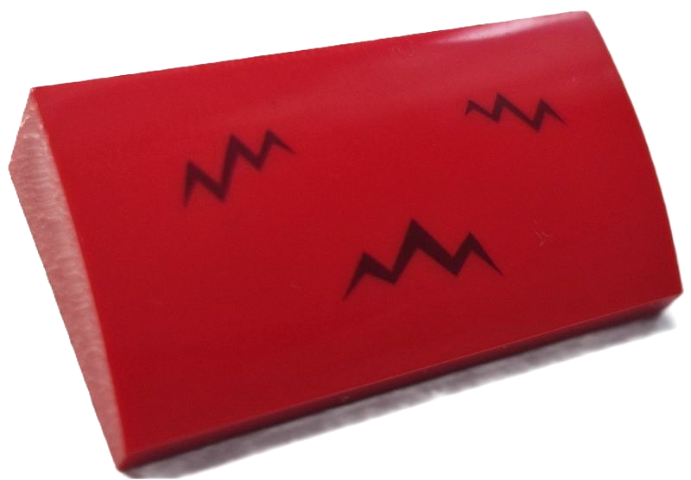 Slope, Curved 2 x 4 x 2/3 with Bottom Tubes with 3 Dark Red Zigzag Lines Pattern (BrickHeadz Red Panda Mei Chest)