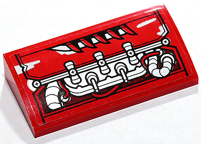 Slope, Curved 2 x 4 x 2/3 with Bottom Tubes with Silver Engine and Hood Vent Pattern Model Left Side (Sticker) - Set 80019