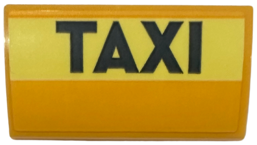 Slope, Curved 2 x 4 x 2/3 with Bottom Tubes with Dark Blue 'TAXI' on Bright Light Yellow Stripe Pattern (Sticker) - Set 42656
